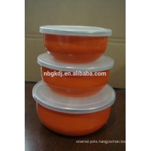enamel storage bowl with PE lids of colorful decal